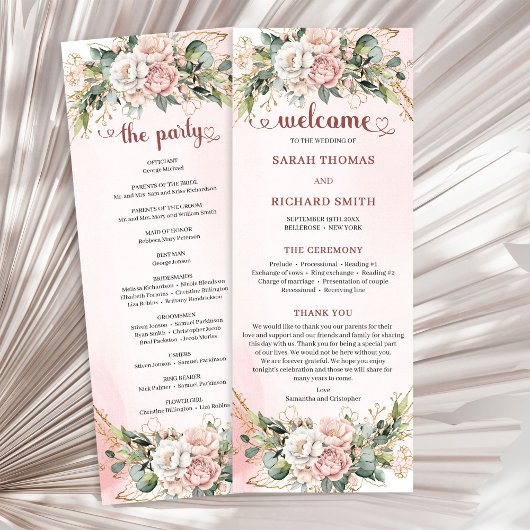 Timeless Rose Gold Flowers and Greenery Program プログラム