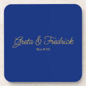 Timeless Royal Blue and Gold Wedding Favor コースター (正面)