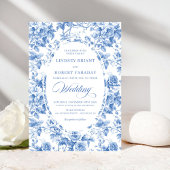 Timeless Royal Blue Toile de Jouy Wedding Invite 招待状
