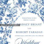 Timeless Royal Blue Toile de Jouy Wedding Invite 招待状