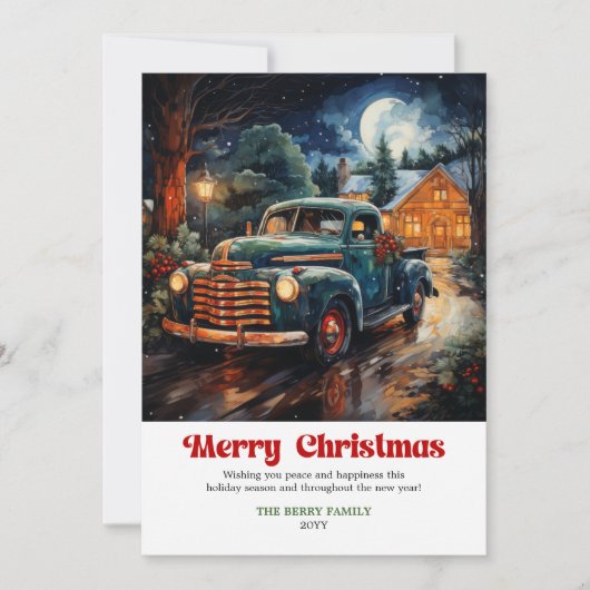 Timeless rustic Christmas scene nostalgic truck シーズンカード (正面)