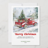 Timeless Rustic Red Truck Christmas Scene Greeting シーズンカード (正面)