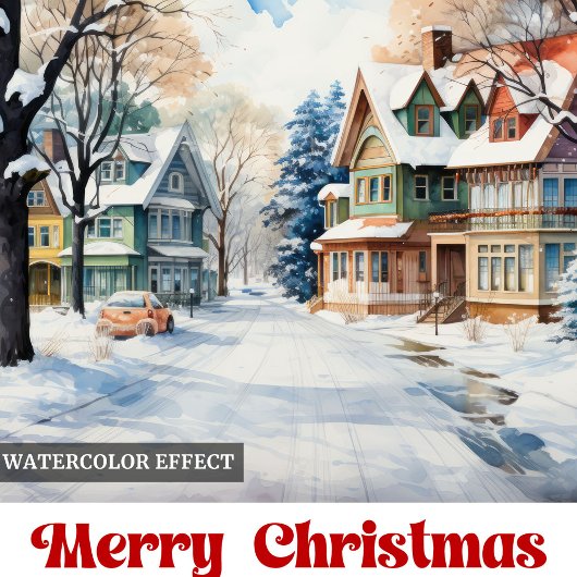 Timeless rustic winter scene bold playful festive  シーズンカード