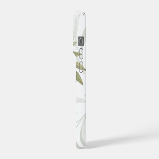 Timeless Sage Olive Wataercolor Chic iPhoneケース (左側面)