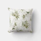 Timeless Sage Olive Watercolor Chic クッション (正面)