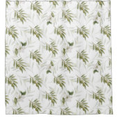 Timeless Sage Olive Watercolor Chic シャワーカーテン (正面)