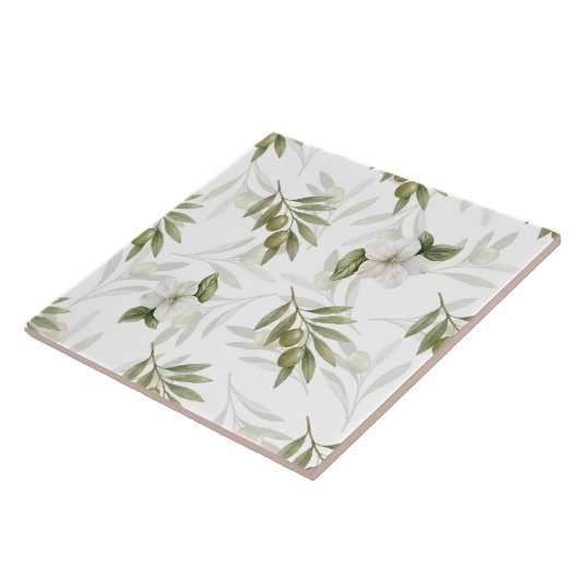 Timeless Sage Olive Watercolor Chic  タイル (側面)