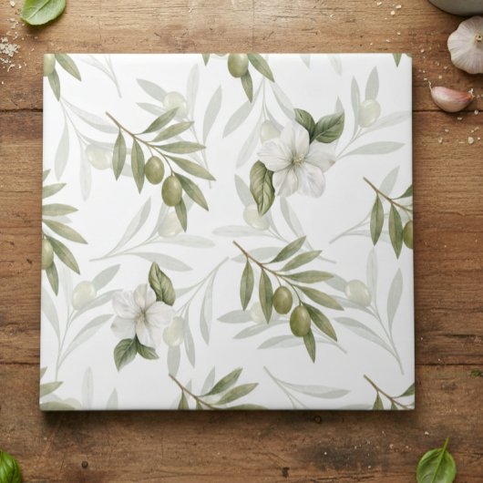 Timeless Sage Olive Watercolor Chic  タイル
