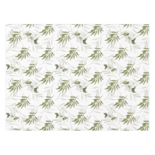 Timeless Sage Olive Watercolor Chic  テーブルクロス (正面(横))