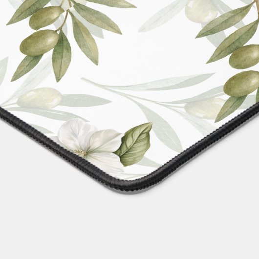 Timeless Sage Olive Watercolor Chic デスクマット (コーナー)