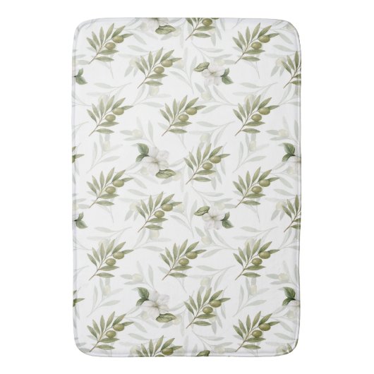 Timeless Sage Olive Watercolor Chic  バスマット (正面縦)