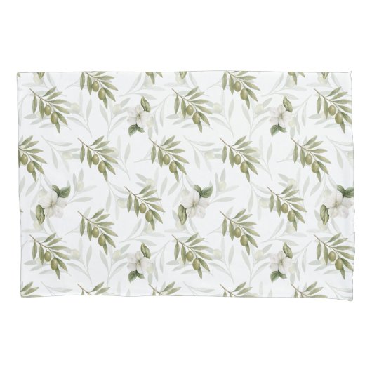 Timeless Sage Olive Watercolor Chic 枕カバー (正面)