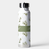 Timeless Sage Olive Watercolor Name ウォーターボトル (左面)