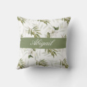 Timeless Sage Olive Watercolor Name クッション (裏面)