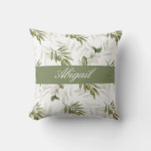 Timeless Sage Olive Watercolor Name クッション (正面)