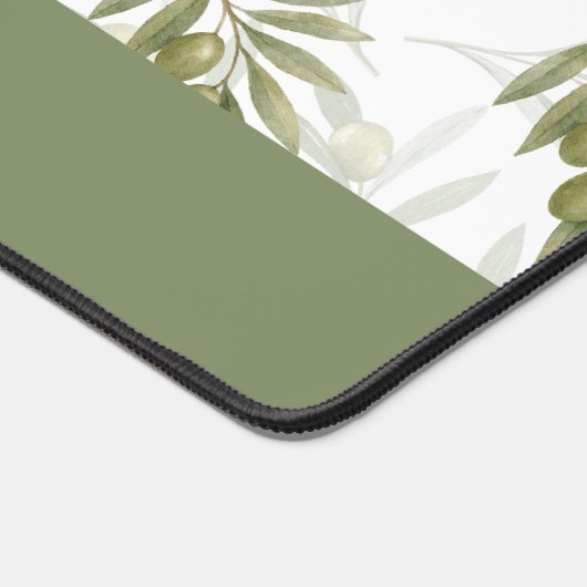 Timeless Sage Olive Watercolor Name デスクマット (コーナー)
