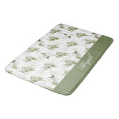 Timeless Sage Olive Watercolor Name  バスマット (アングル)