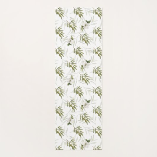 Timeless Sage Olive Watercolor Name ヨガマット (裏面)