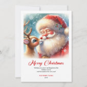 Timeless Santa With Rudolph Merry Christmas Card シーズンカード (正面)