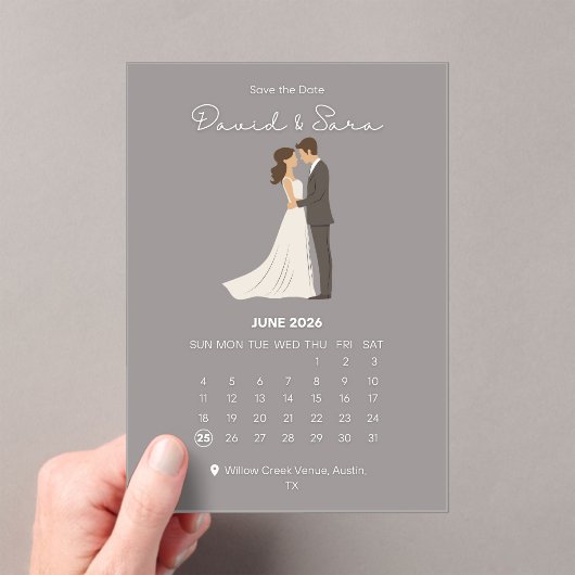 Timeless Save The Date Wedding Announcement  アクリル招待状 (インサイチュ (ポータブル))