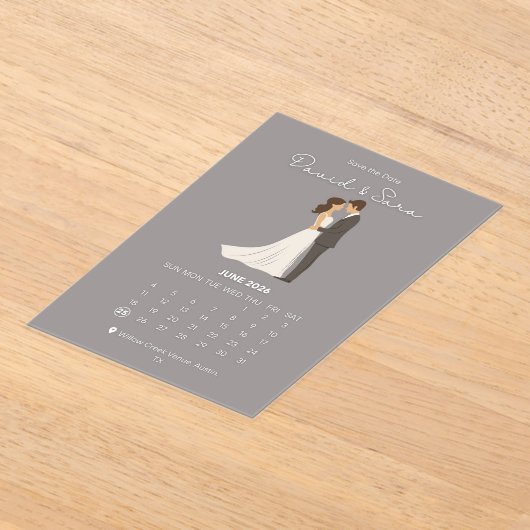 Timeless Save The Date Wedding Announcement アクリル招待状 (レイダウン)