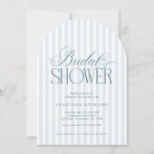 Timeless Script Blue Stripes Arched Bridal Shower 招待状 (正面)