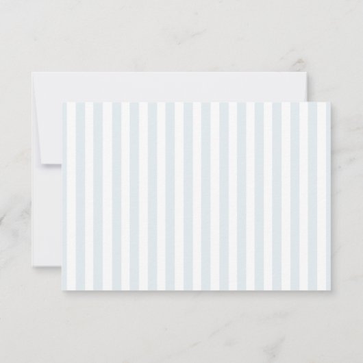 Timeless Script Coastal Blue Stripes Bridal Shower サンキューカード (裏面)