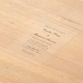 Timeless Script Font Formal Elegant Wedding Clear アクリル招待状 (レイダウン)