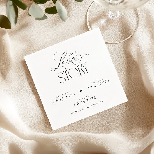 Timeless Script Our Love Story Wedding Engagement スタンダードカクテルナプキン