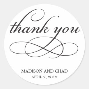 Timeless Script Thank You Favy Stickers ラウンドシール