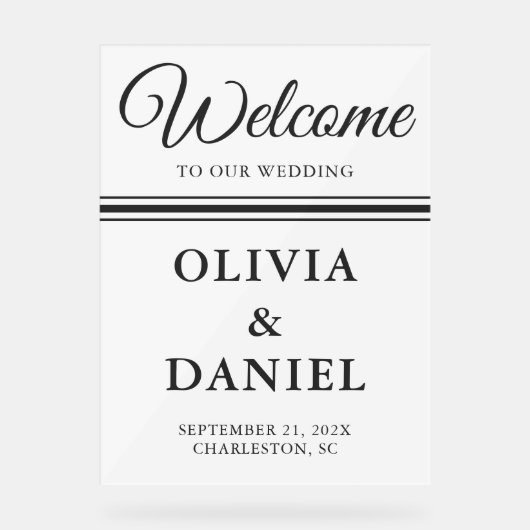 Timeless Script Wedding Welcome Sign アクリルサイン (正面)