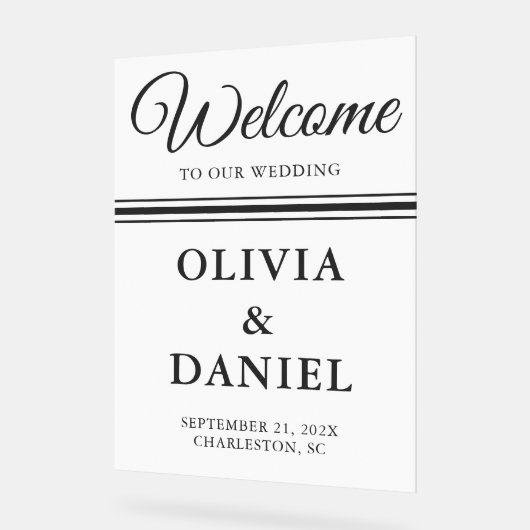 Timeless Script Wedding Welcome Sign アクリルサイン (傾斜)