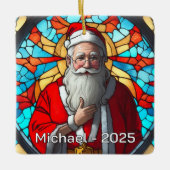 Timeless Stained Glass Santa セラミックオーナメント (正面)