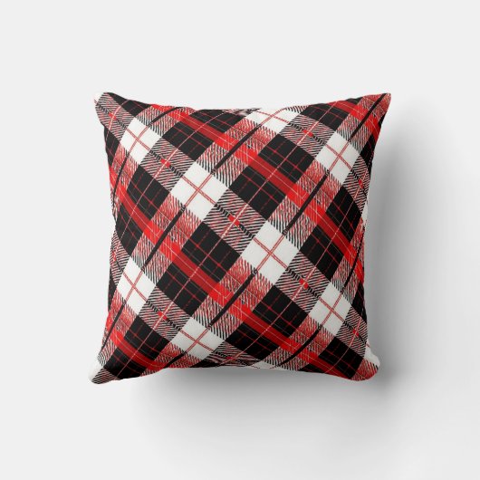 Timeless Tartan Plaid Red and Black Throw Cushion クッション (裏面)