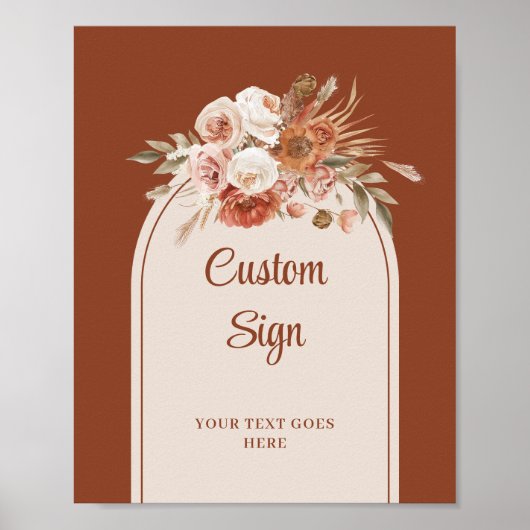 Timeless Terracotta Pampas Sage Boho Floral Custom ポスター (正面)