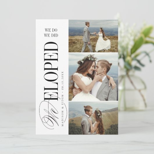 Timeless Typography 3 photo We Eloped Reception 招待状 (スタンド正面)
