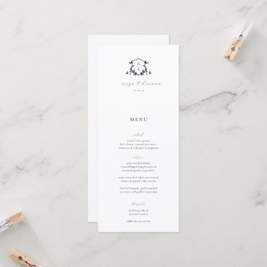 Timeless Vines Wedding Crest Menu Card 招待状 (正面/裏面インサイチュ)