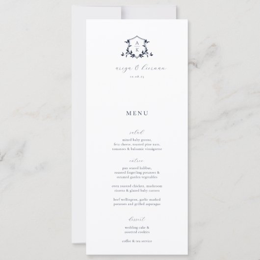 Timeless Vines Wedding Crest Menu Card 招待状 (正面)