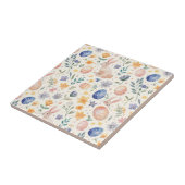 Timeless Watercolor Pastel Bunny Flowers Eggs タイル (側面)