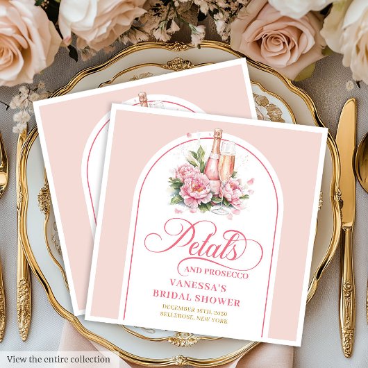 Timeless Watercolor Petals and Prosecco Napkins