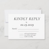 Timeless White Elegant Wedding RSVP Card (正面)