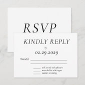Timeless White Elegant Wedding RSVP Card (正面/裏面)