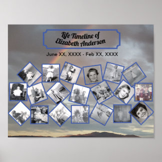 Timeline Photo Collage with Rainbow Poster ポスター