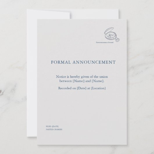 Timepiece- Minimalist Union Announcement  招待状 (正面)