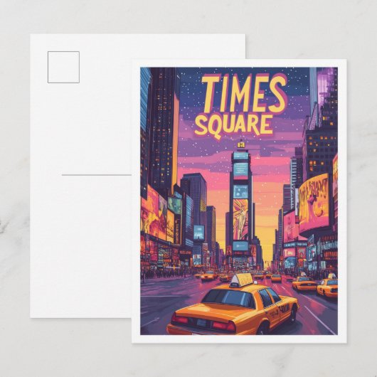 Times Square NYC Art Vintage Illustration Travel ポストカード (正面/裏面)