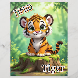 Timid Tiger | かわいいキャラクターの子供部屋アート