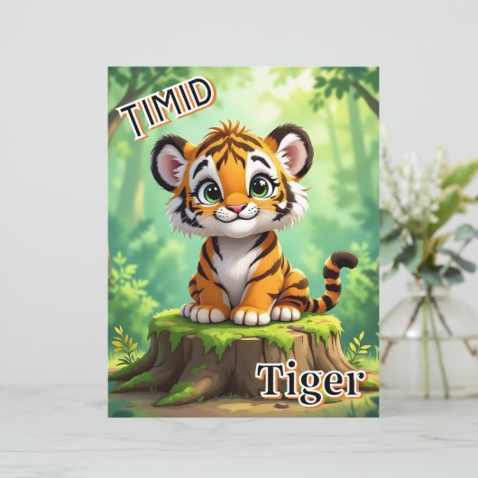 Timid Tiger | Cute Cartoon Kid's Nursery Art (スタンド正面)