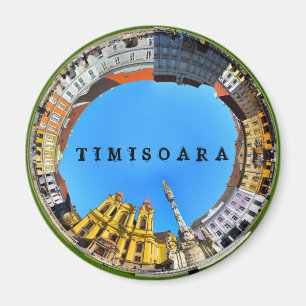 timisoara都市ルーマニア連合正方形のパノラマのpiata マグネット