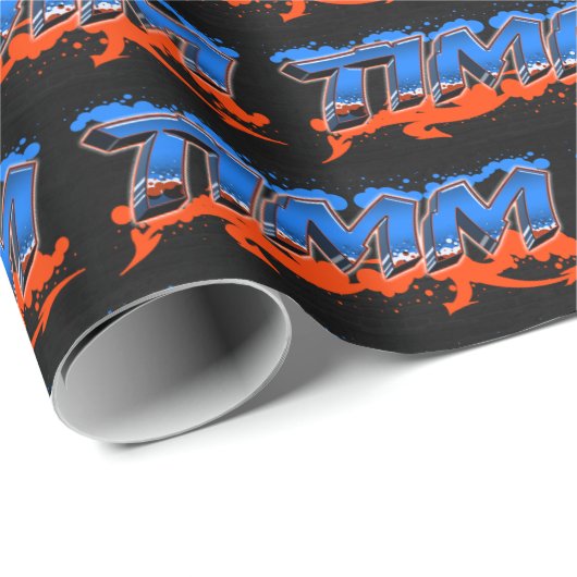 Timm Vorname Name Graffiti blue orange ラッピングペーパー (ロールコーナー)