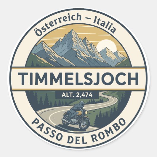 Timmelsjoch - Passo del Rombo Sticker ラウンドシール (正面)